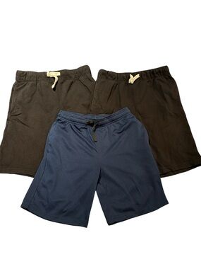 3 Boy’s Cotton Terry & Active Casual Drawstring Shorts Blue & Black-size XL (14)